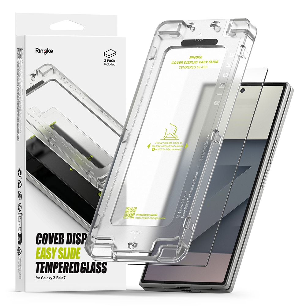 Samsung Galaxy Z Fold 7 Ytre skjermbeskytter i glass med monteringsramme (2-pack)