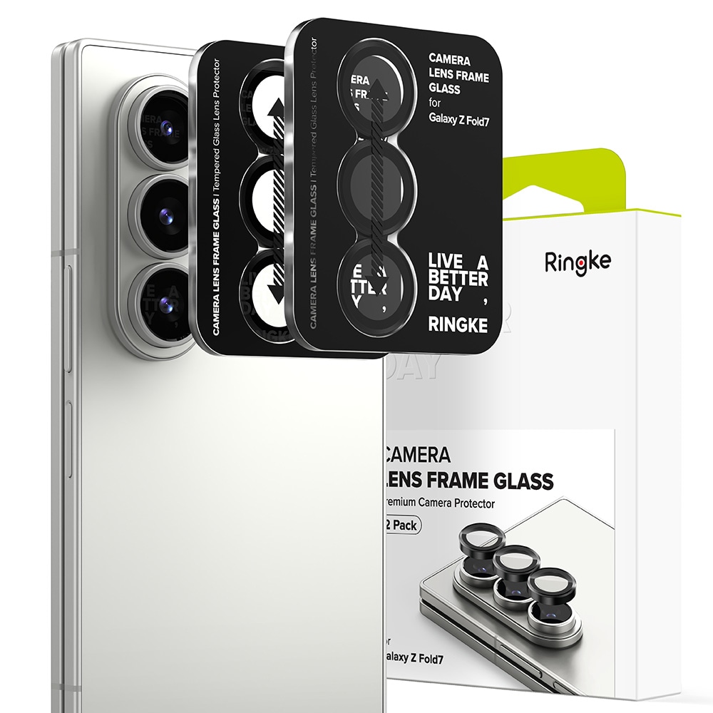 Samsung Galaxy Z Fold 7 2-pack Linsskydd med aluminiumsramme, Svart