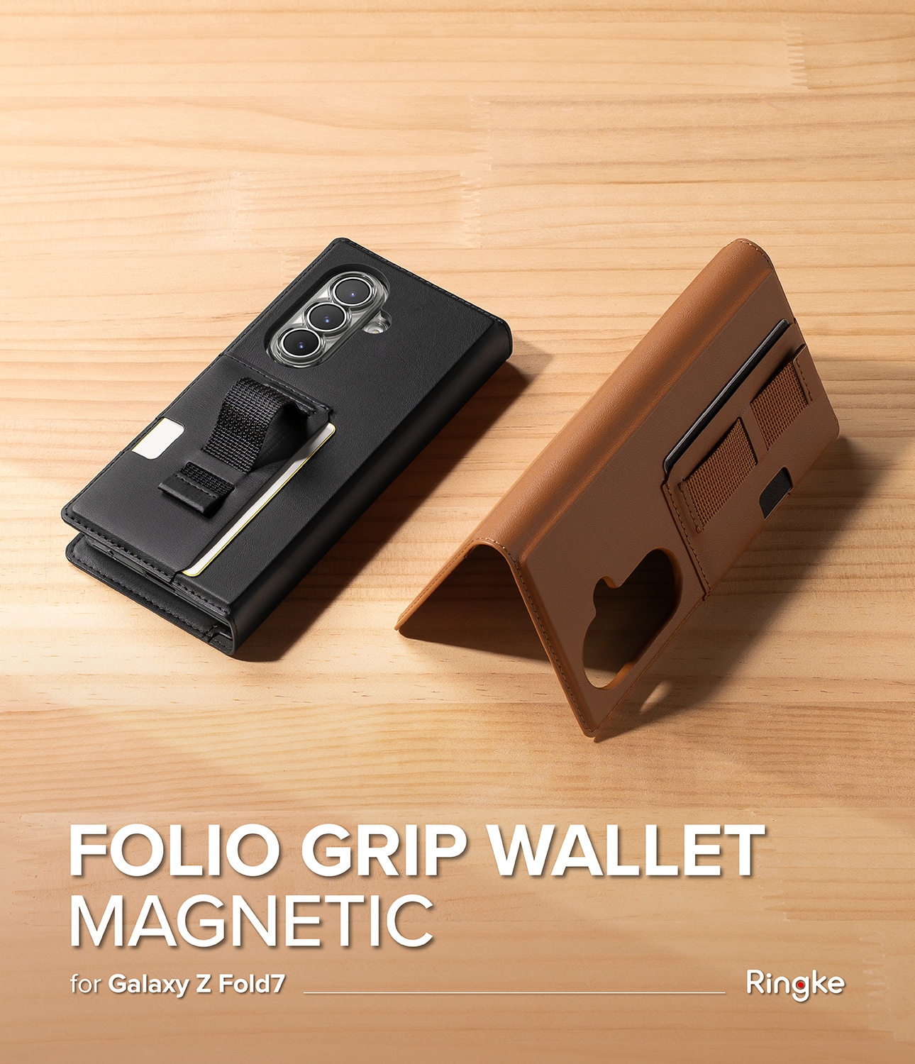 Samsung Galaxy Z Fold 7 Folio Grip Wallet Magnetic, Svart