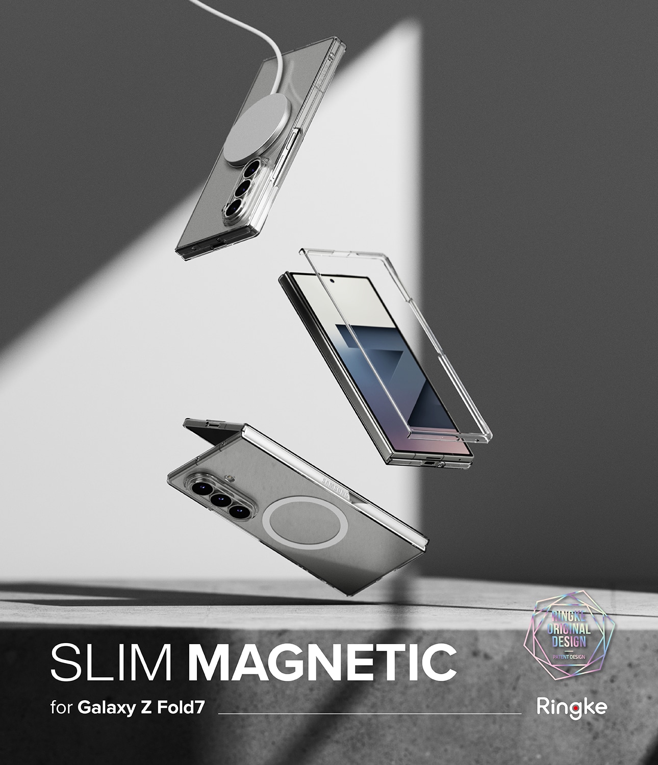 Samsung Galaxy Z Fold 7 Slankt magnetisk deksel, Gjennomsiktig