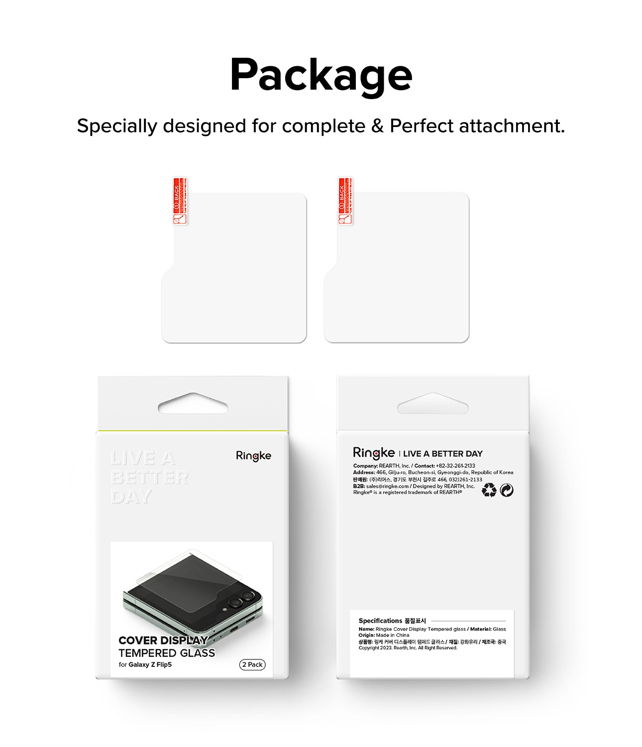 Samsung Galaxy Z Flip 5 Ytterskjermbeskytter i glass (2-pack)
