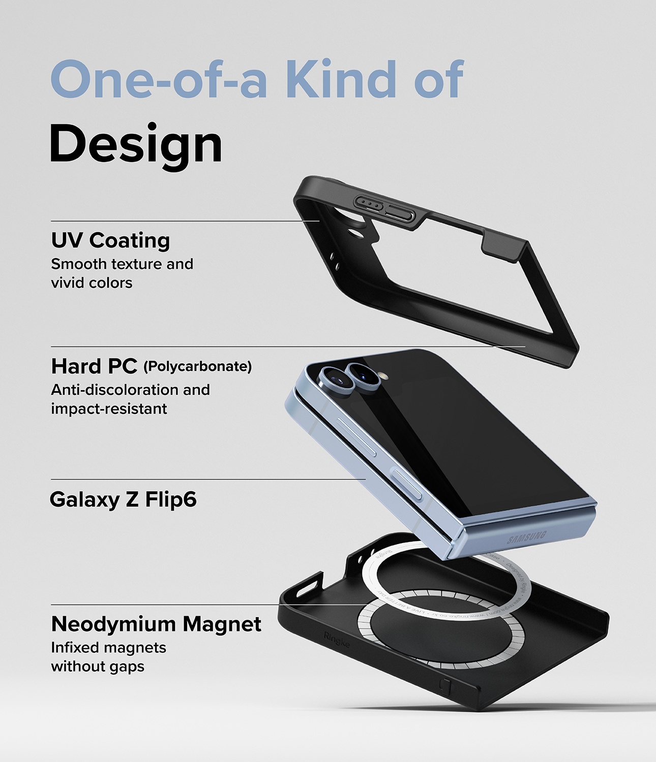 Samsung Galaxy Z Flip 6 Slankt magnetisk deksel, Svart