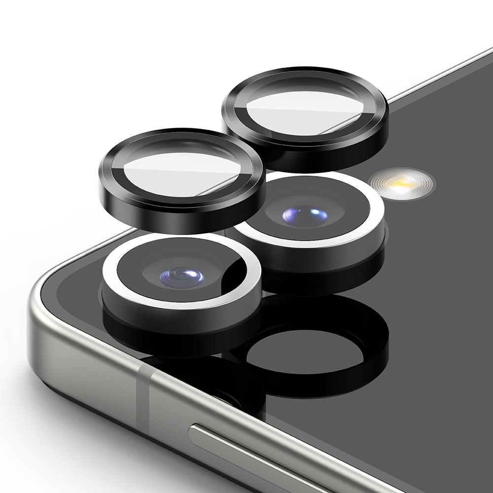 Samsung Galaxy Z Flip 7 2-pack Linsskydd med aluminiumsramme, Svart