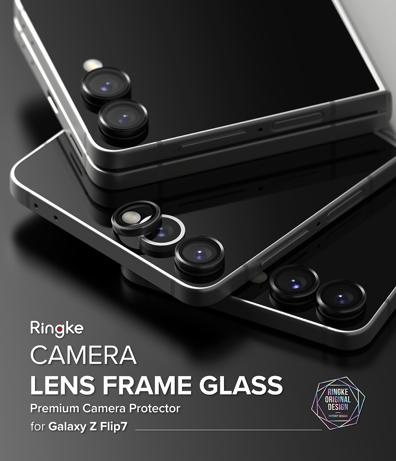 Samsung Galaxy Z Flip 7 2-pack Linsskydd med aluminiumsramme, Svart