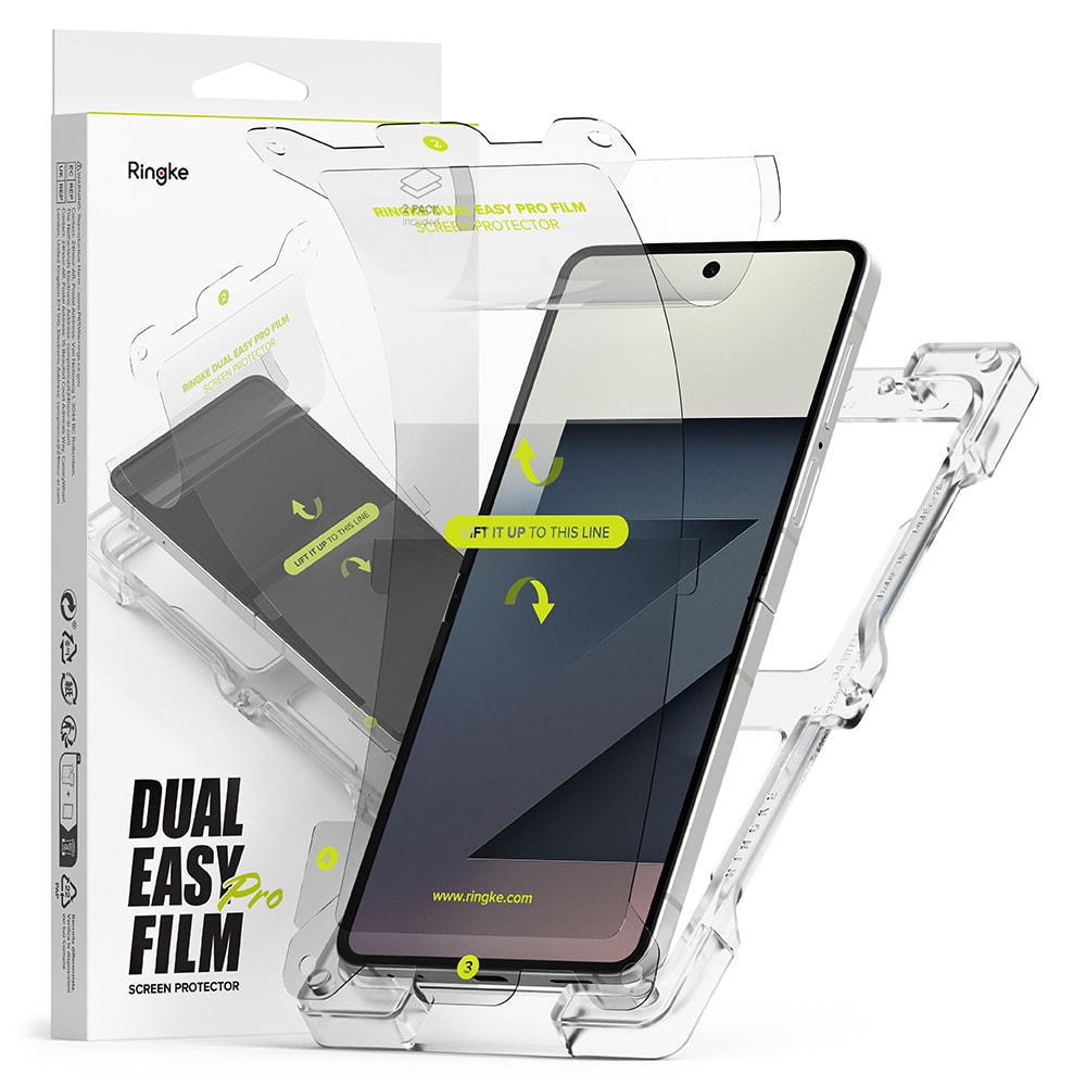 Samsung Galaxy Z Flip 7 Skjermbeskytter beskyttelsesfilm med monteringsramme - Dual Easy (2-pack)