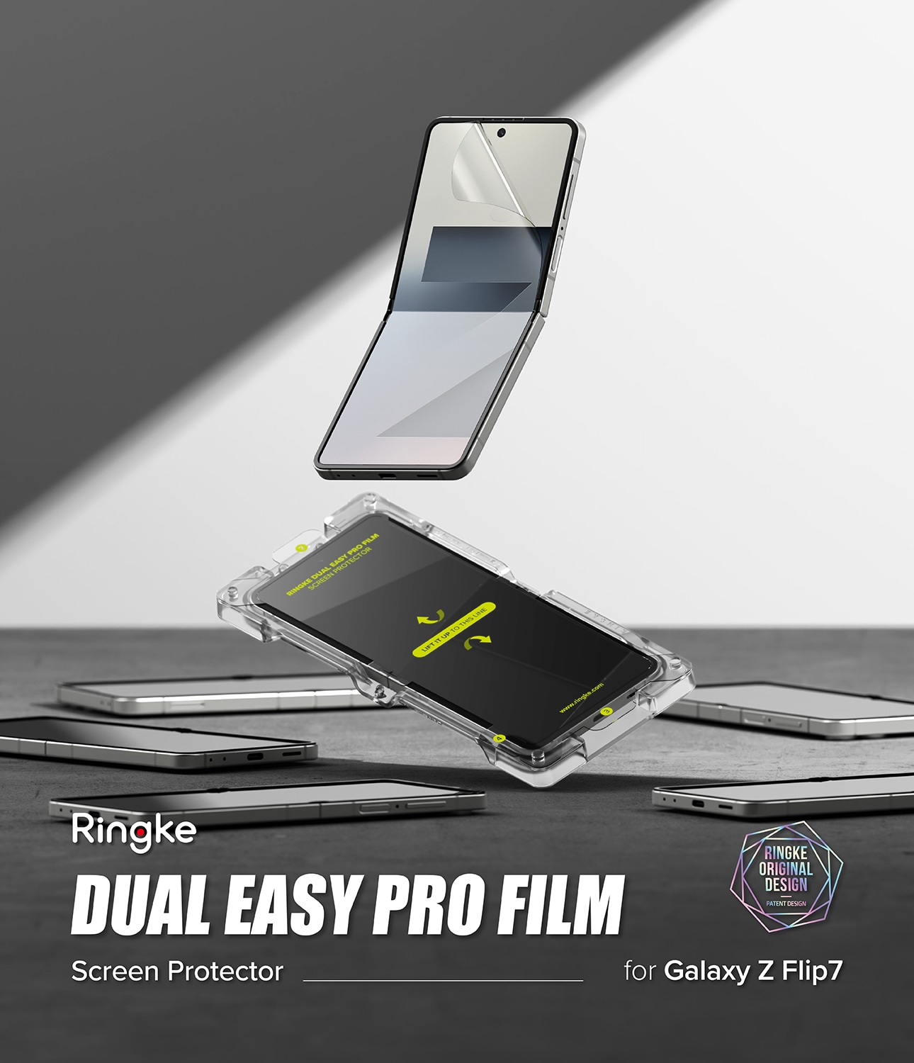 Samsung Galaxy Z Flip 7 Skjermbeskytter beskyttelsesfilm med monteringsramme - Dual Easy (2-pack)