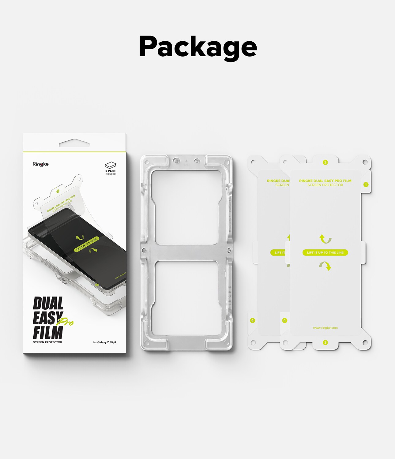 Samsung Galaxy Z Flip 7 Skjermbeskytter beskyttelsesfilm med monteringsramme - Dual Easy (2-pack)