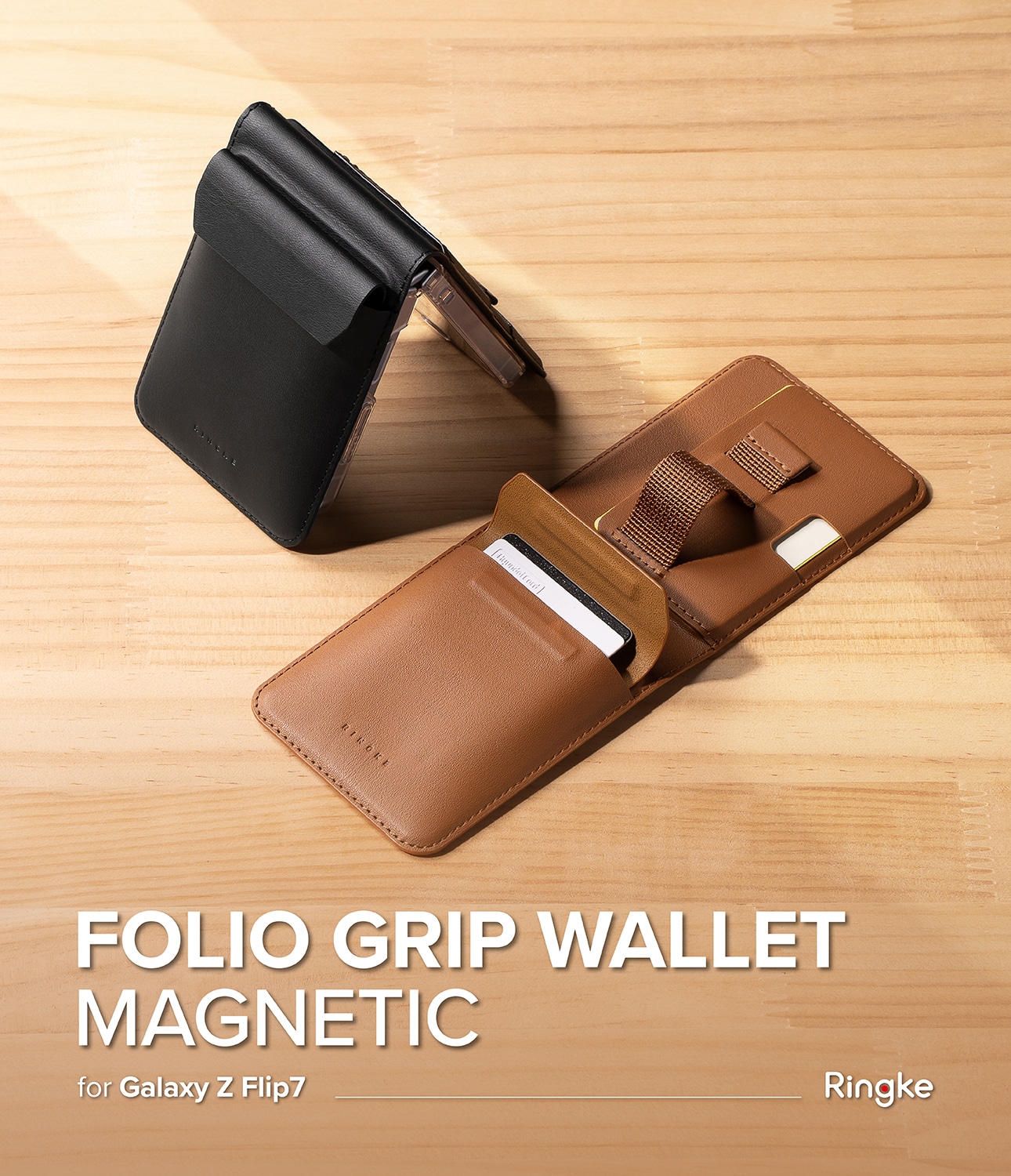 Samsung Galaxy Z Flip 7 Folio Grip Wallet Magnetic, Svart