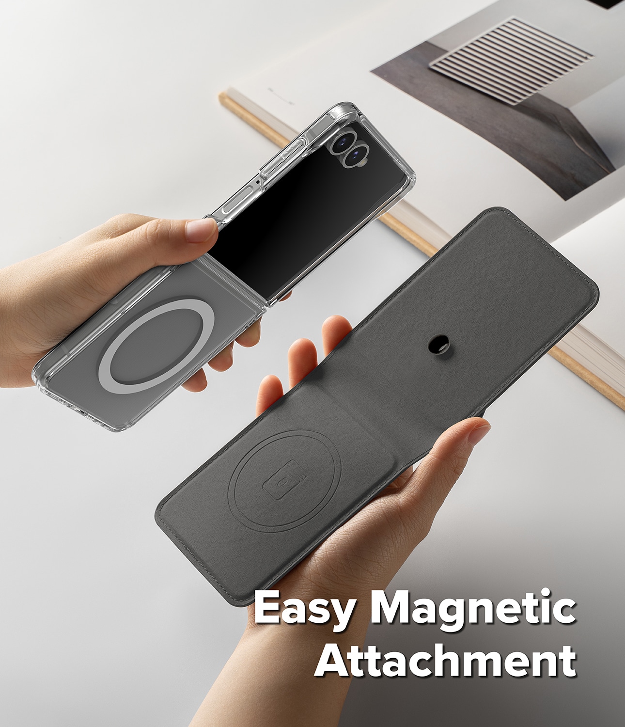 Samsung Galaxy Z Flip 7 Folio Grip Wallet Magnetic, Svart