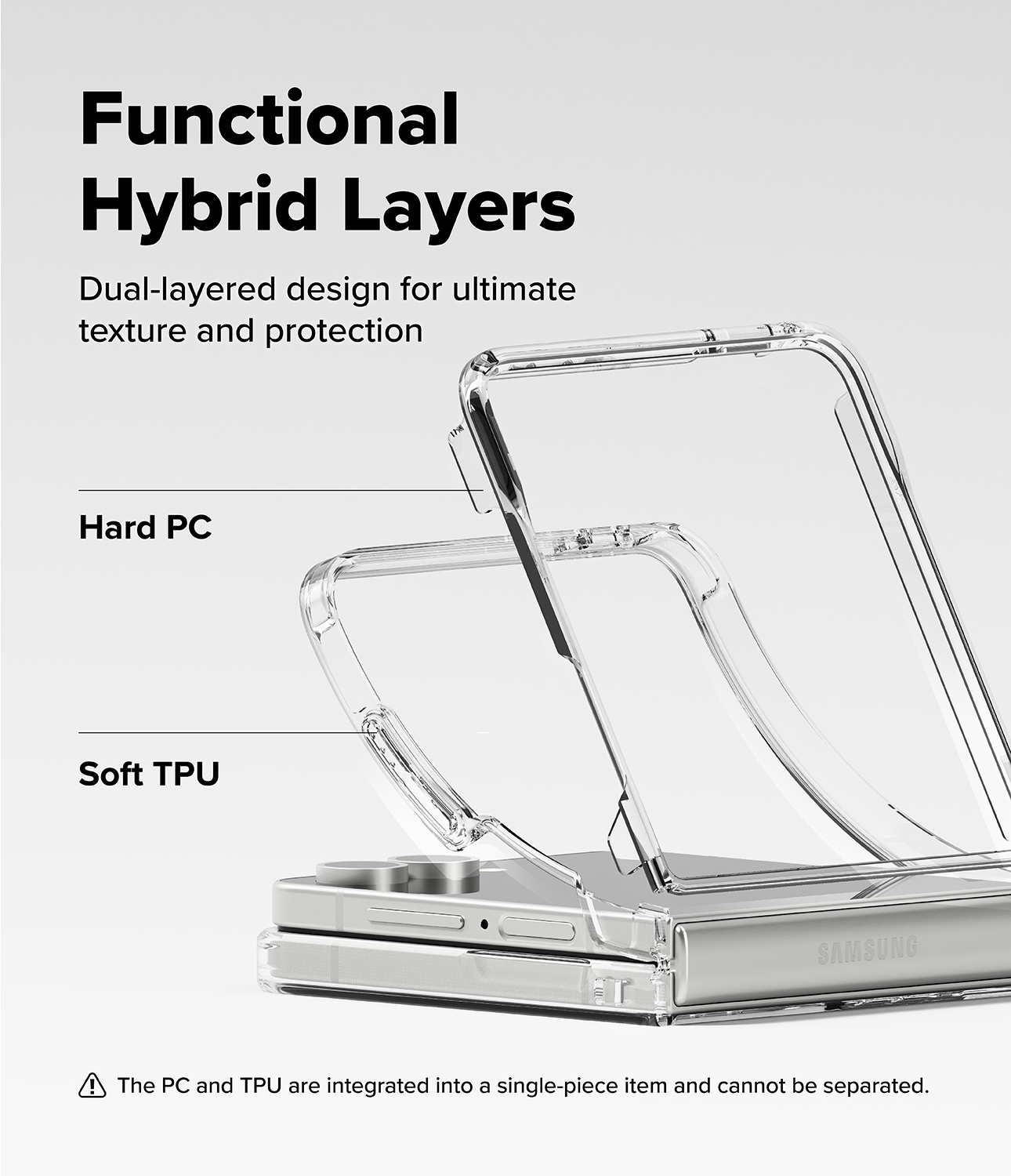 Samsung Galaxy Z Flip 7 Fusion deksel, gjennomsiktig