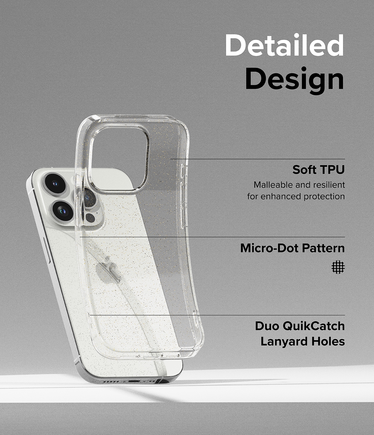 iPhone 15 Pro Air Deksel Glitter Clear