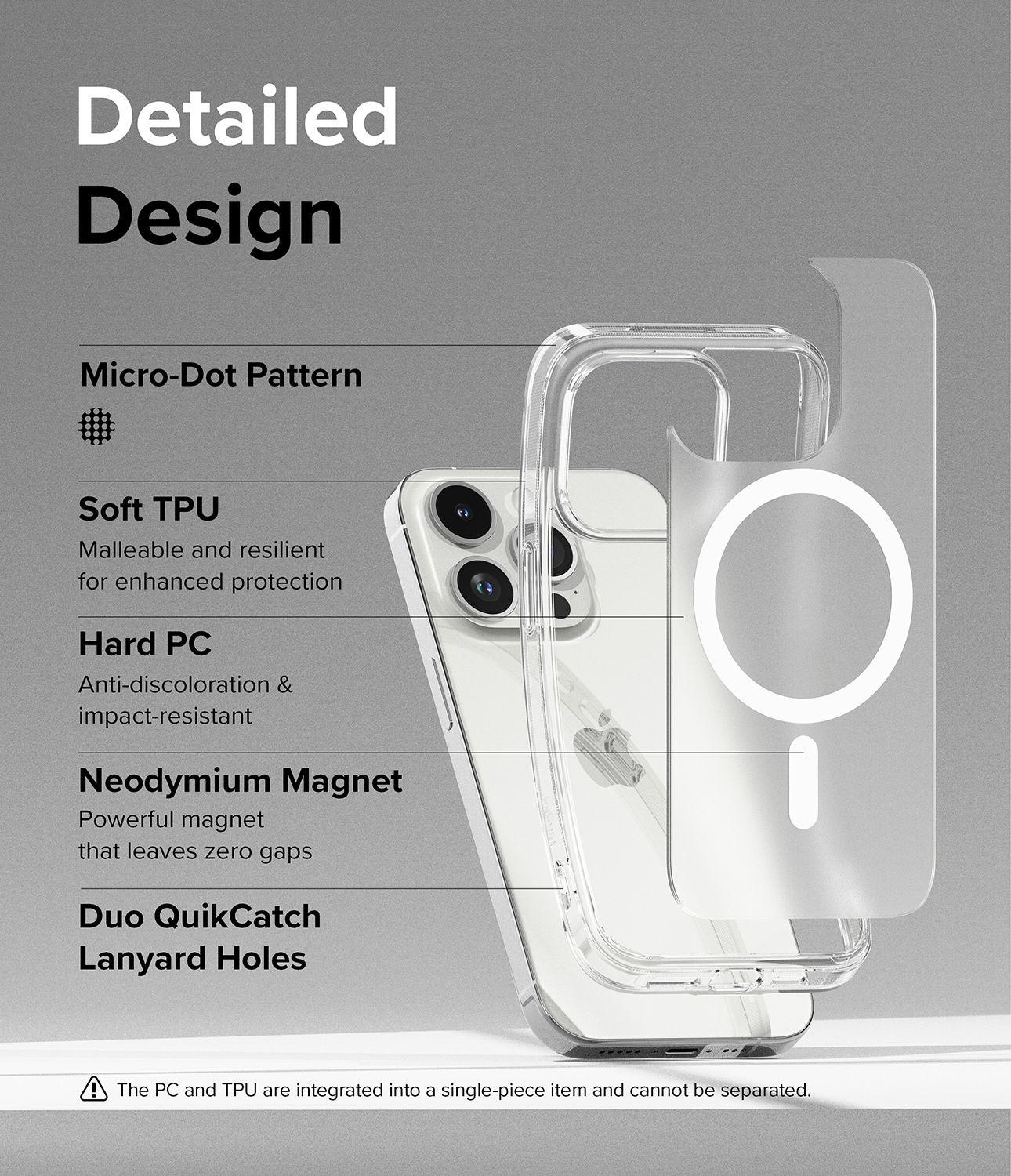 iPhone 15 Pro Fusion MagSafe Deksel, Matt gjennomsiktig