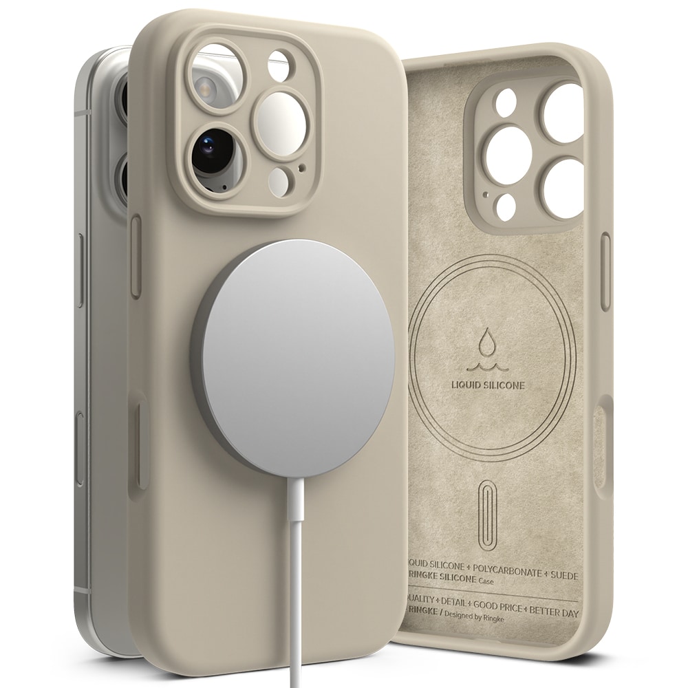iPhone 16 Pro MagSafe silikondeksel, Stone