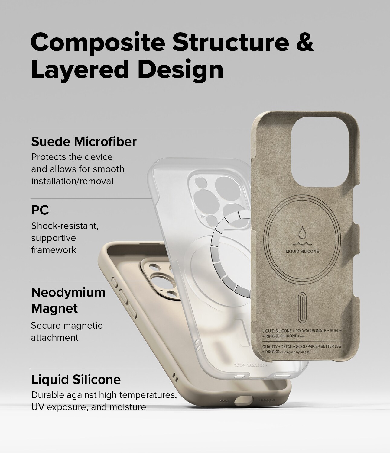 iPhone 16 Pro MagSafe silikondeksel, Stone