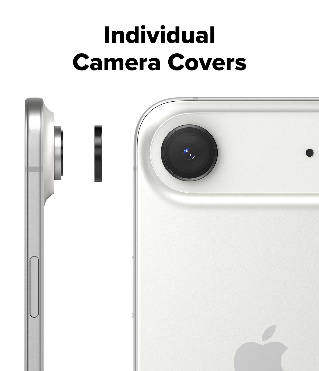 iPhone 17 Air 2-pack Linsskydd med aluminiumsramme, Svart