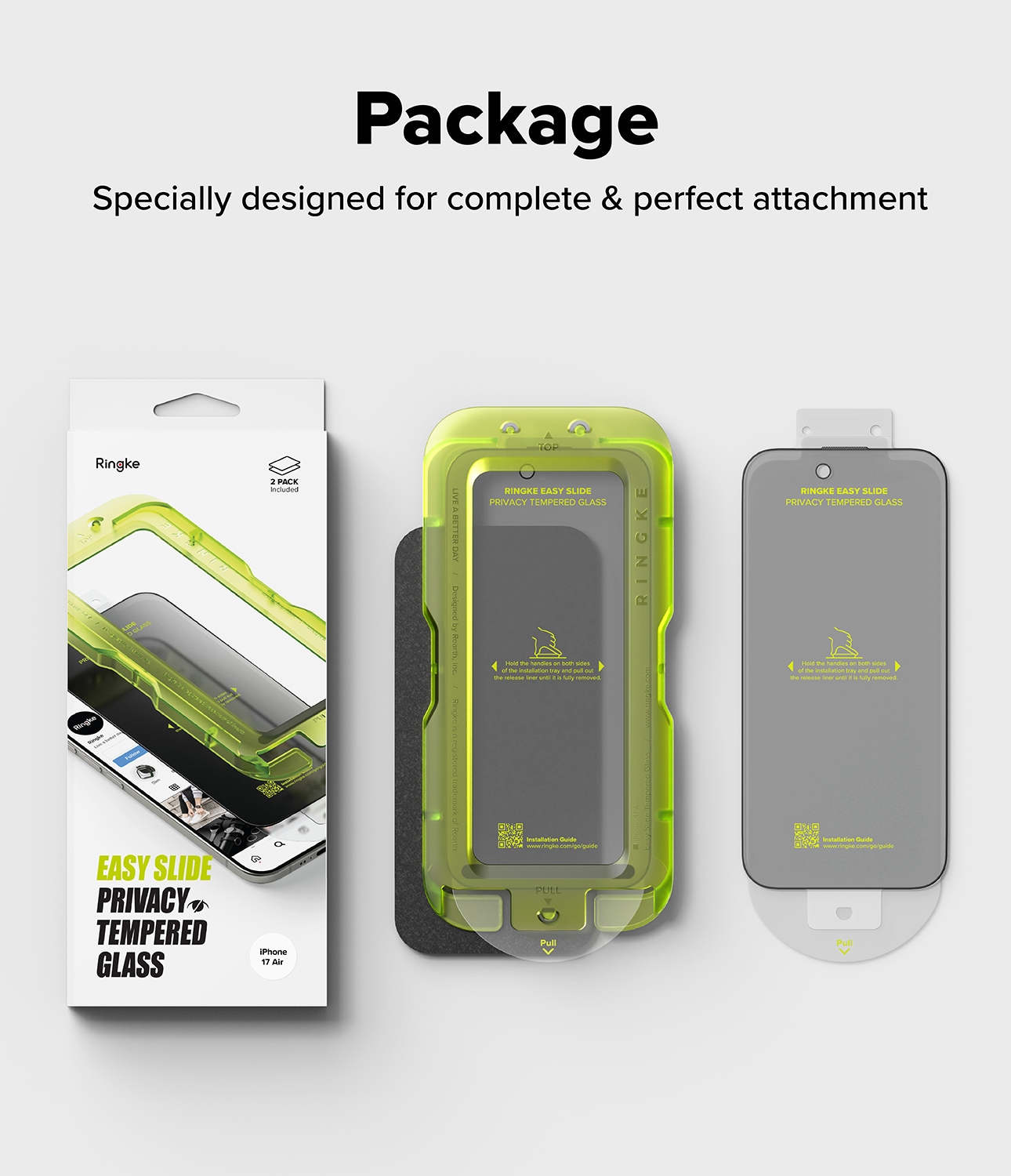 iPhone 17 Air Anti-spy Skjermbeskytter i glass med monteringsram (2-pack)