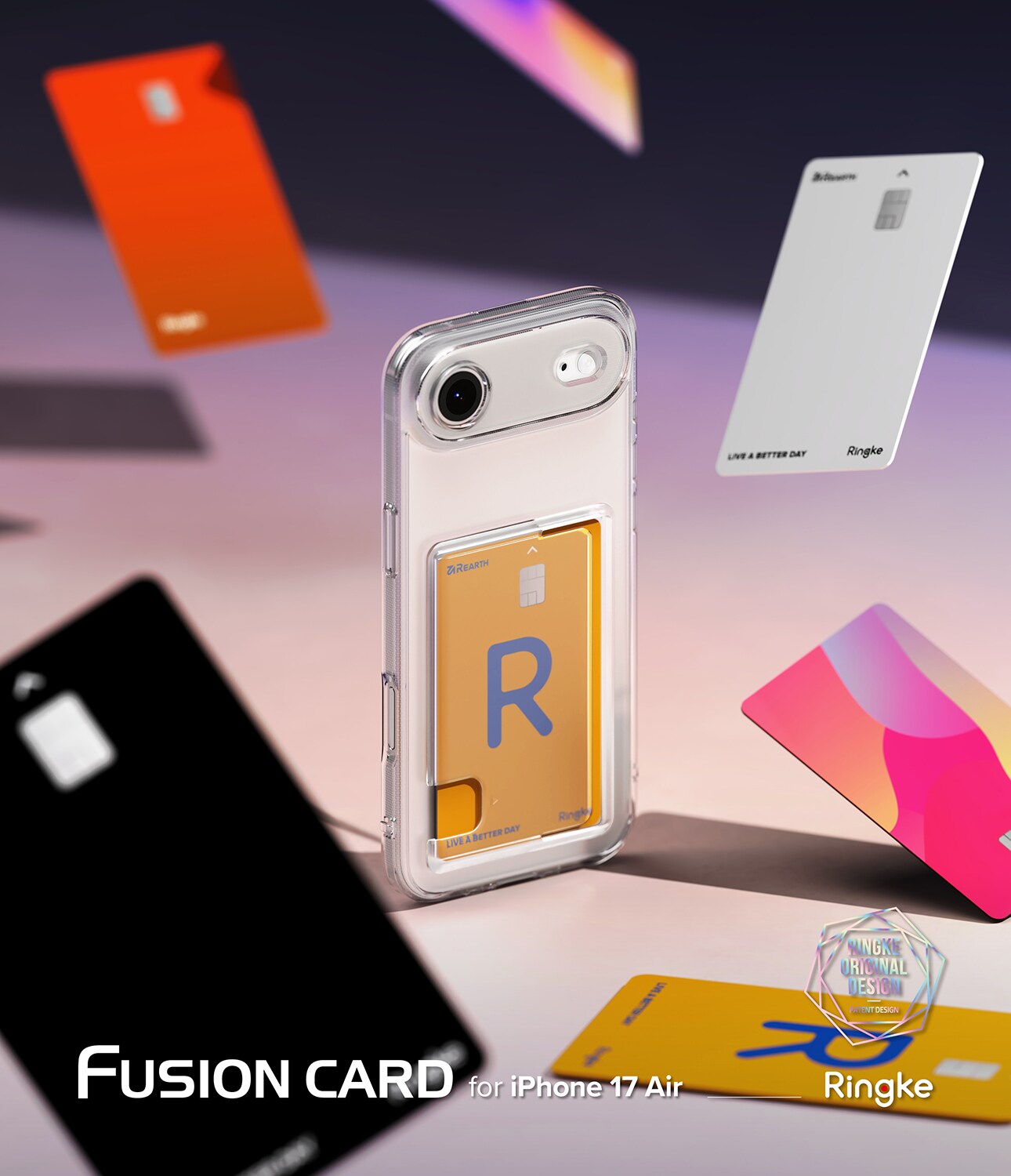 iPhone 17 Air Fusion Deksel med kortlomme, Gjennomsiktig
