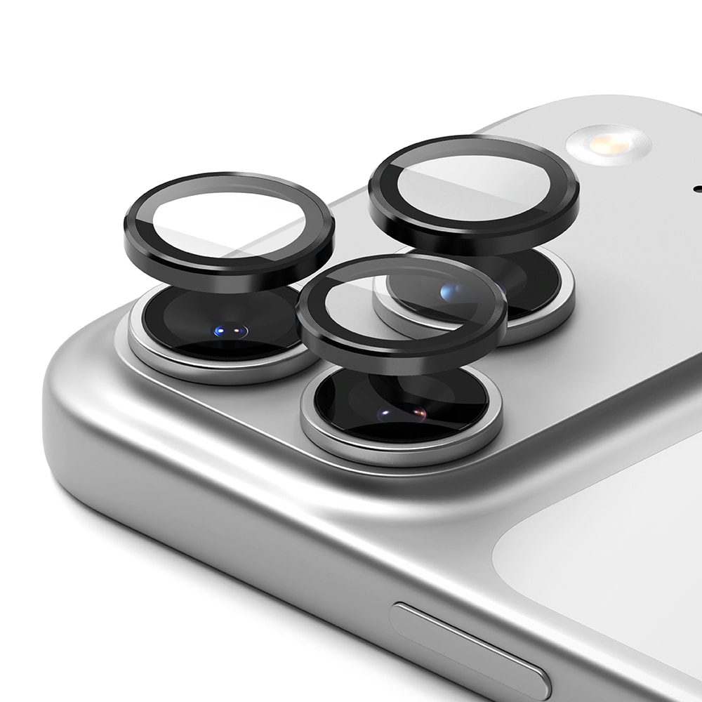 iPhone 17 Pro Max 2-pack Linsskydd med aluminiumsramme, Svart