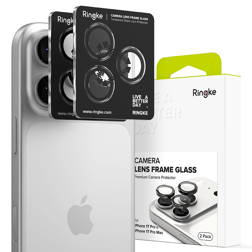 iPhone 17 Pro Max 2-pack Linsskydd med aluminiumsramme, Svart