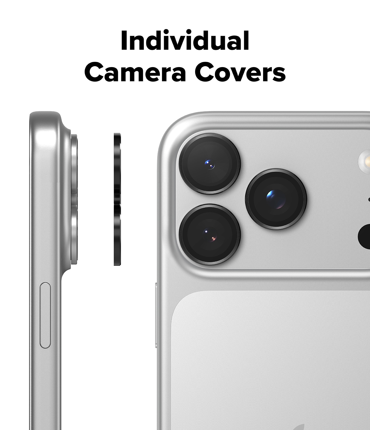 iPhone 17 Pro 2-pack Linsskydd med aluminiumsramme, Svart