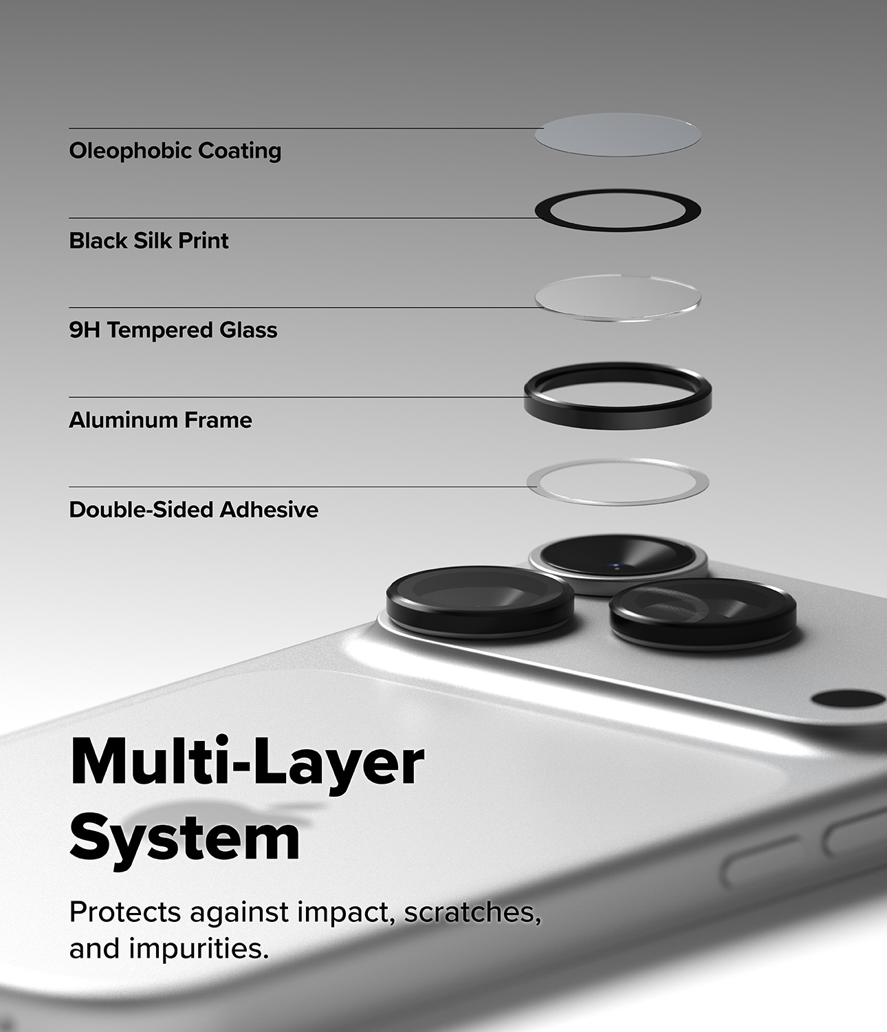 iPhone 17 Pro 2-pack Linsskydd med aluminiumsramme, Svart