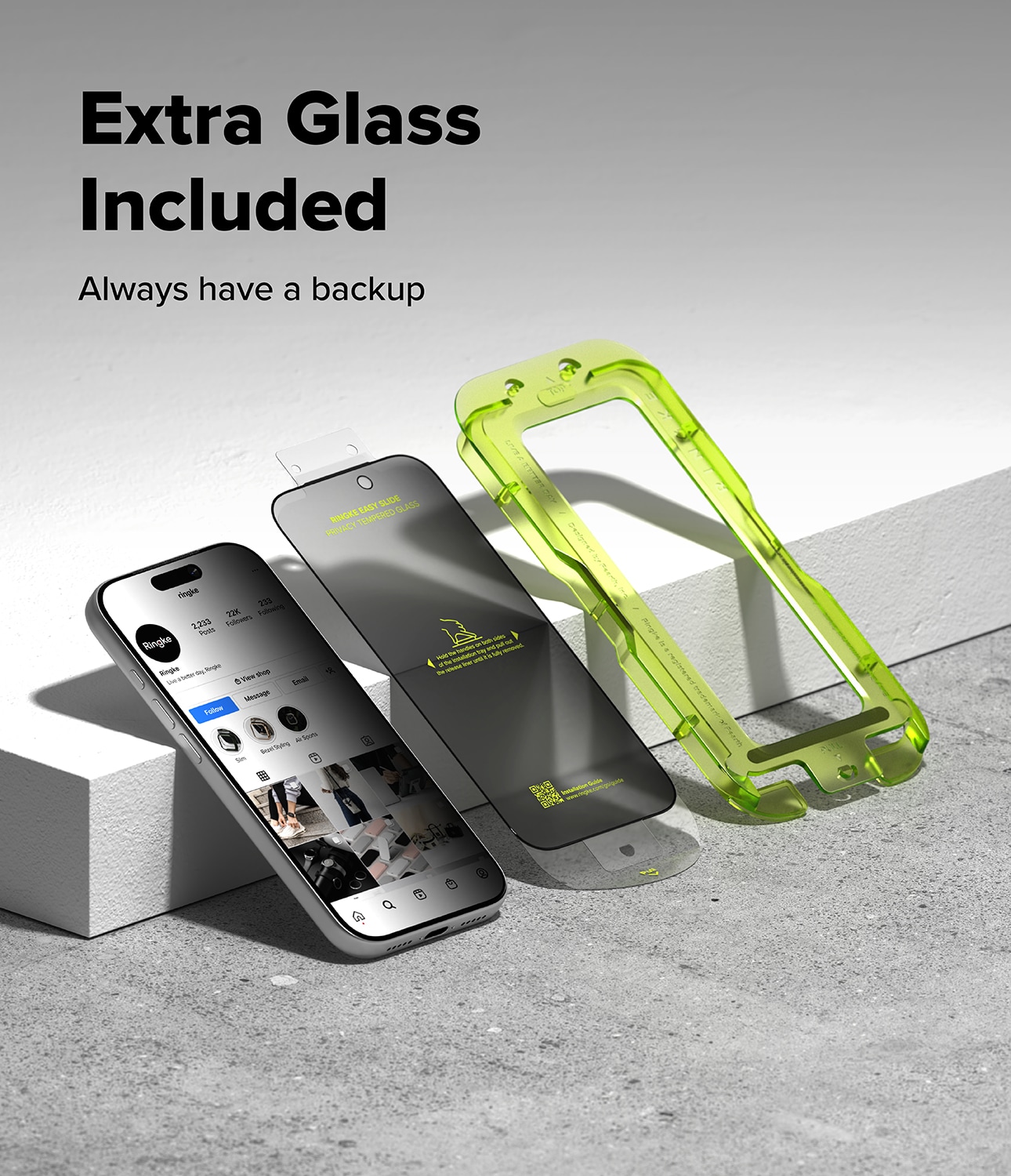 iPhone 17 Pro Anti-spy Skjermbeskytter i glass med monteringsram (2-pack)