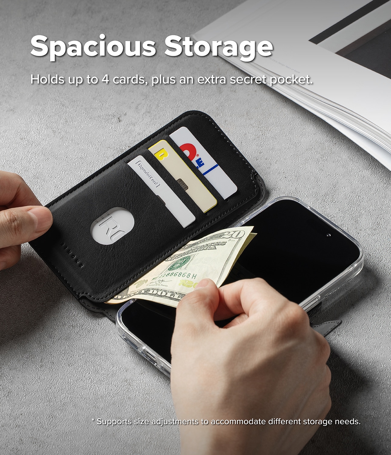 iPhone 17 Pro Max Folio Grip Wallet Magnetic, Svart