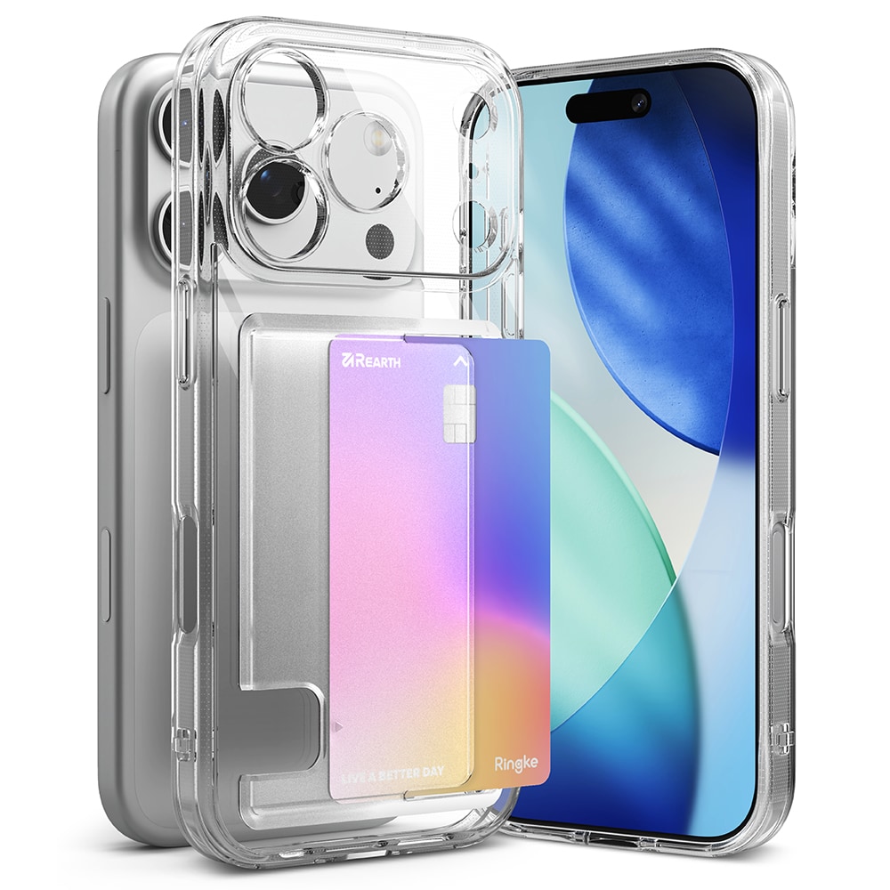 iPhone 17 Pro Max Fusion Deksel med kortlomme, Gjennomsiktig
