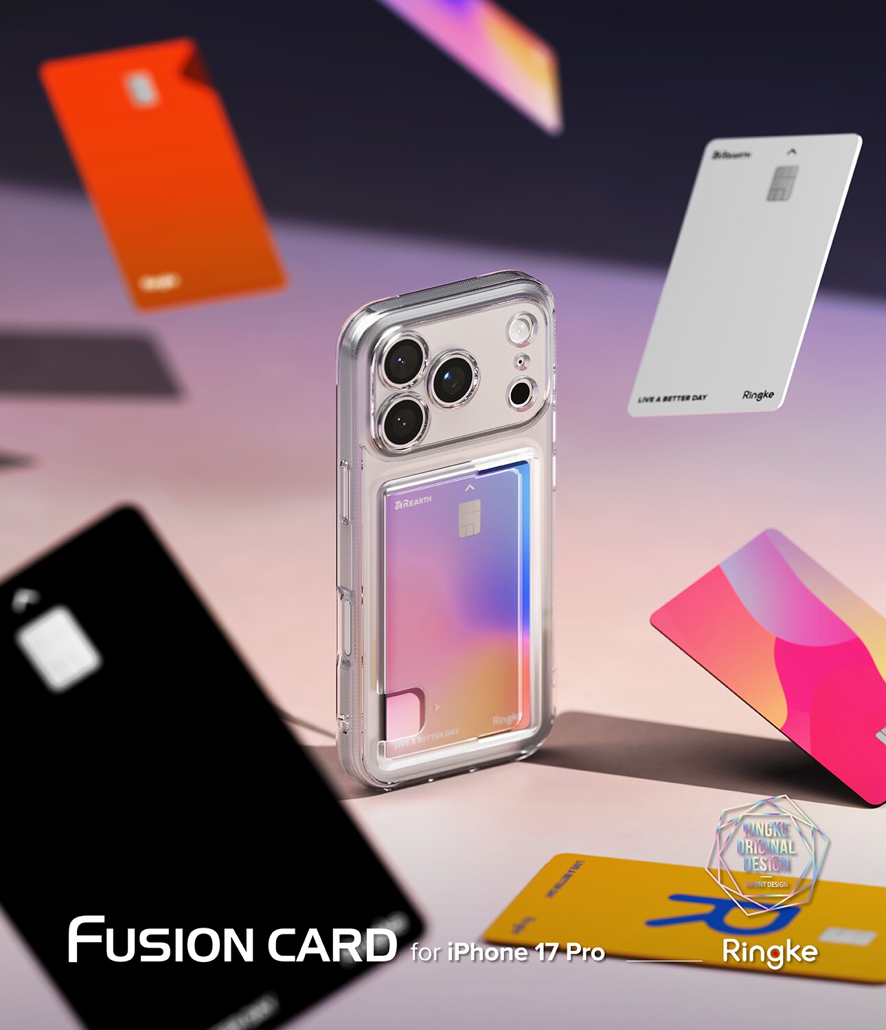 iPhone 17 Pro Max Fusion Deksel med kortlomme, Gjennomsiktig