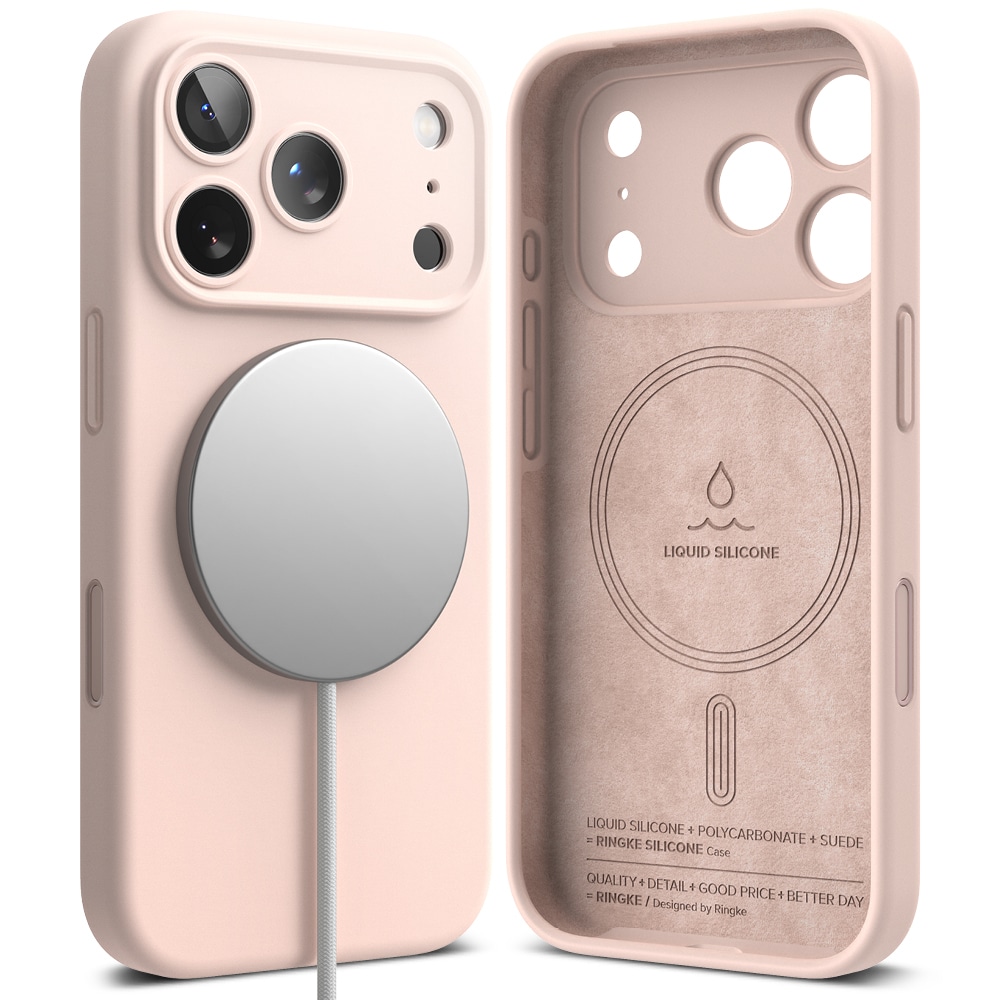 iPhone 17 Pro Max MagSafe silikondeksel, Pink Sand