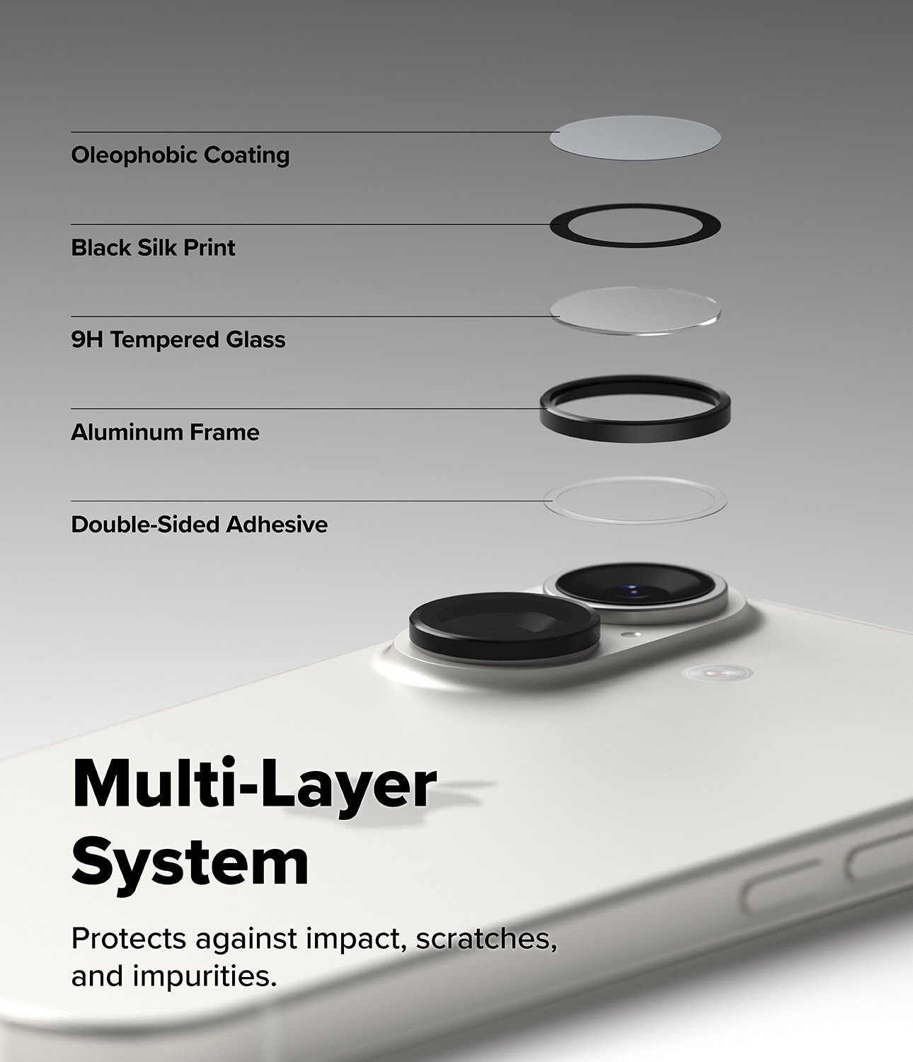 iPhone 17 2-pack Linsskydd med aluminiumsramme, Svart