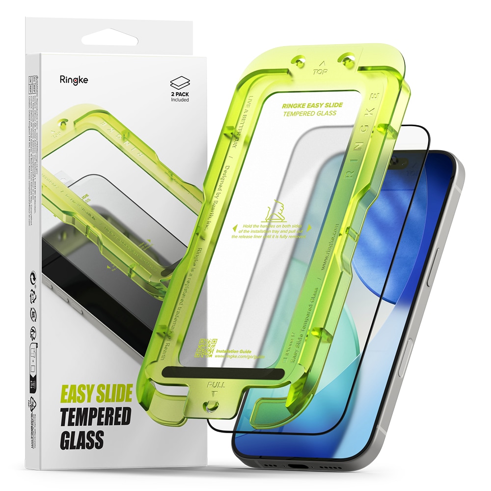 iPhone 17 Skjermbeskytter i glass med monteringsramme (2-pack)