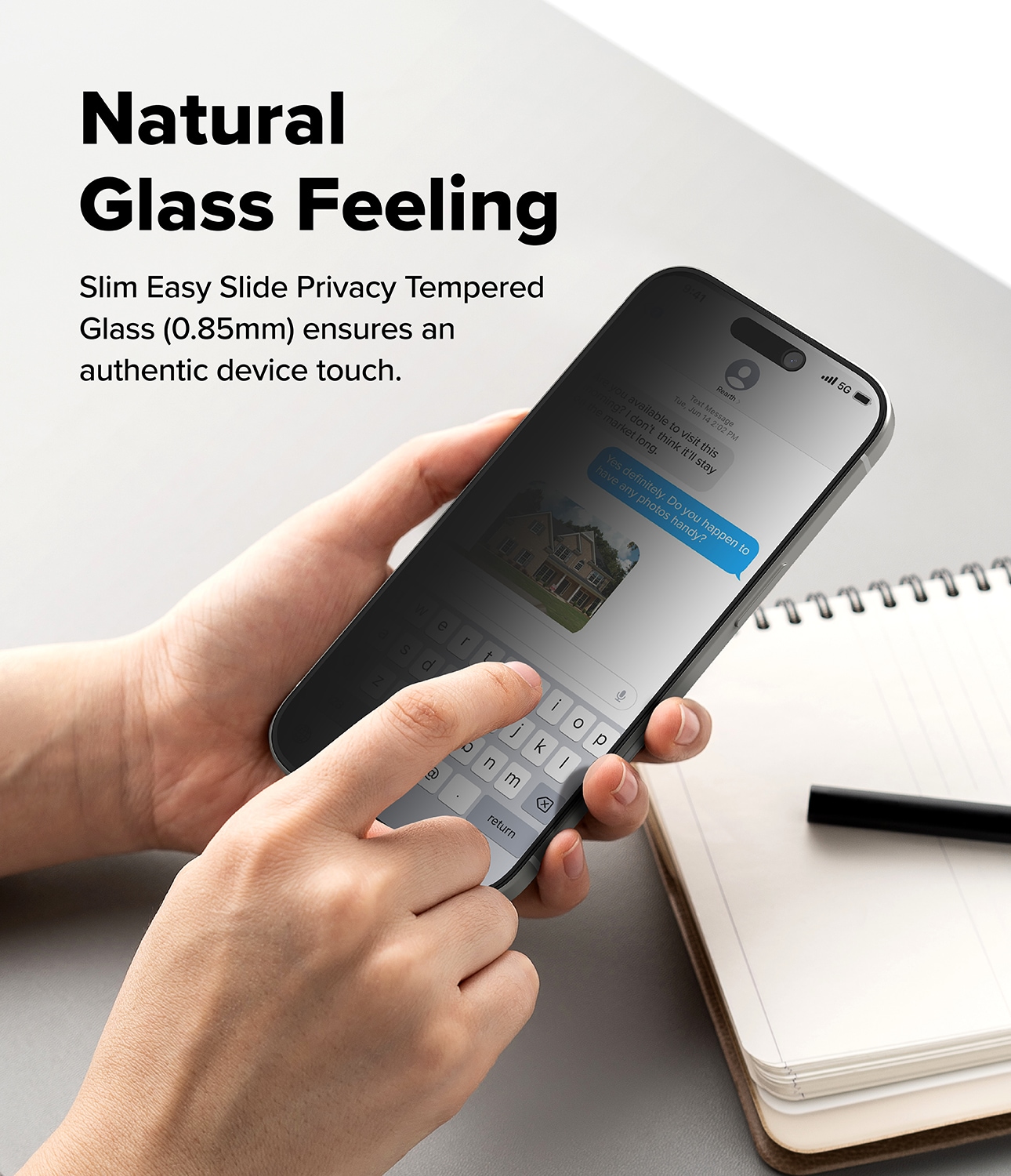 iPhone 17 Anti-spy Skjermbeskytter i glass med monteringsram (2-pack)