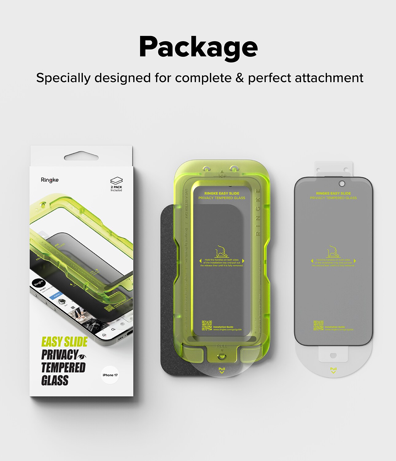 iPhone 17 Anti-spy Skjermbeskytter i glass med monteringsram (2-pack)