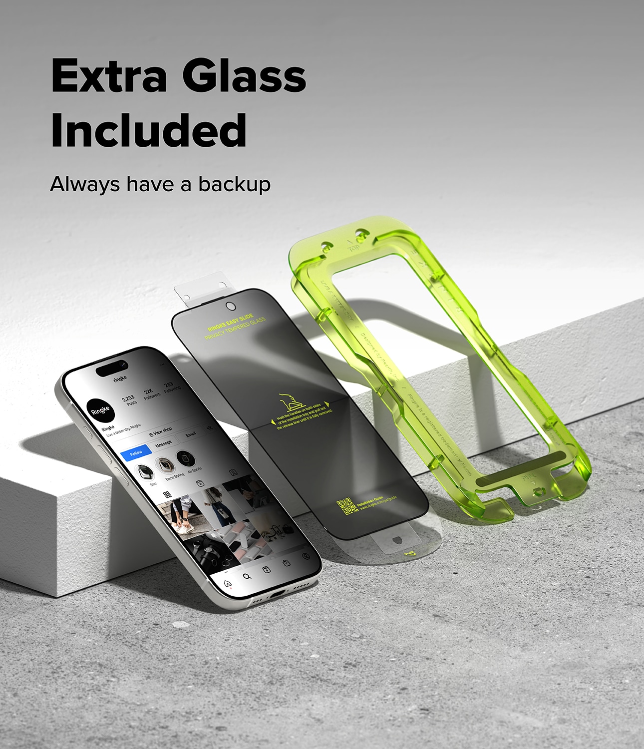 iPhone 17 Anti-spy Skjermbeskytter i glass med monteringsram (2-pack)