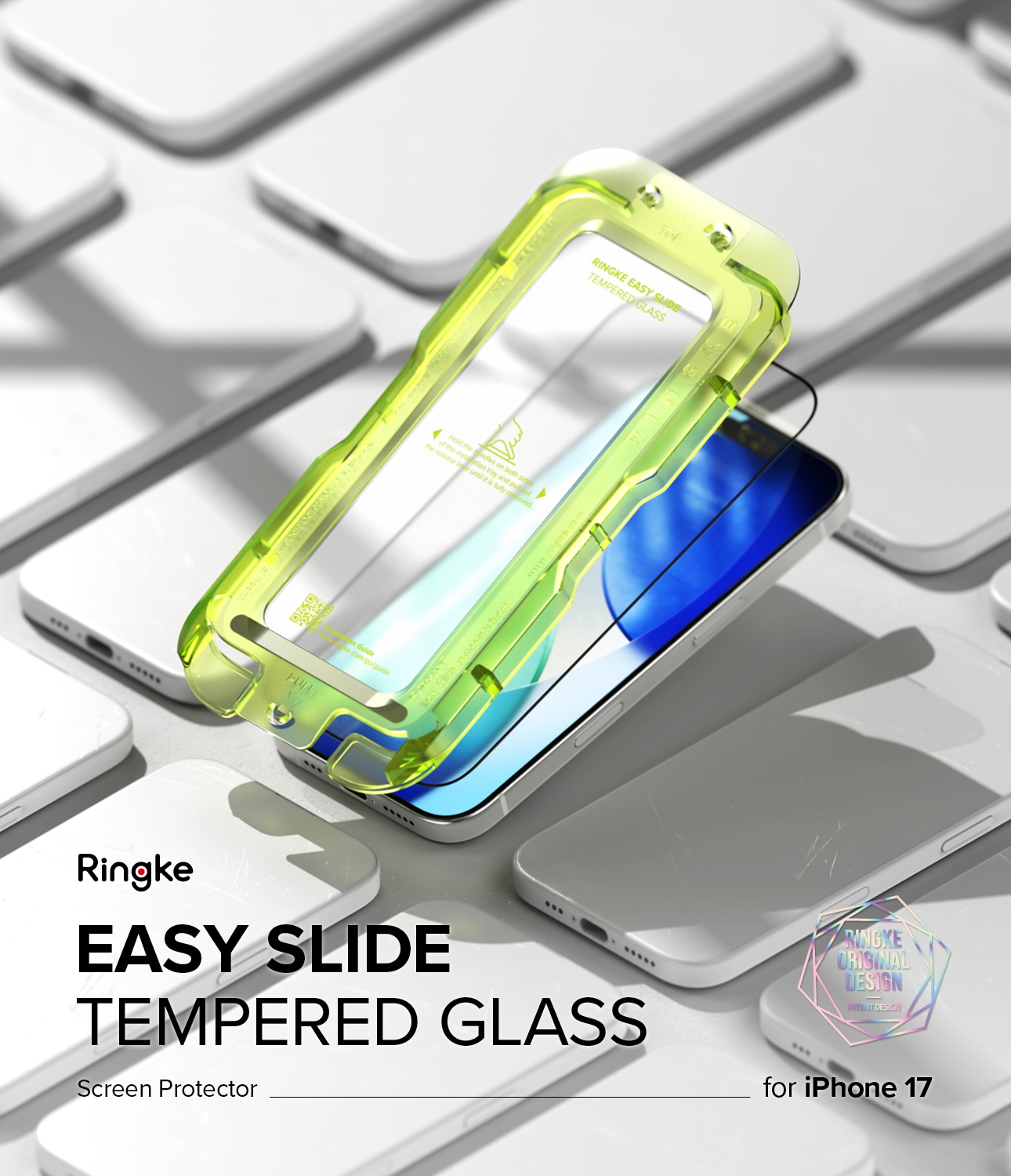 iPhone 17 Skjermbeskytter i glass med monteringsramme (2-pack)