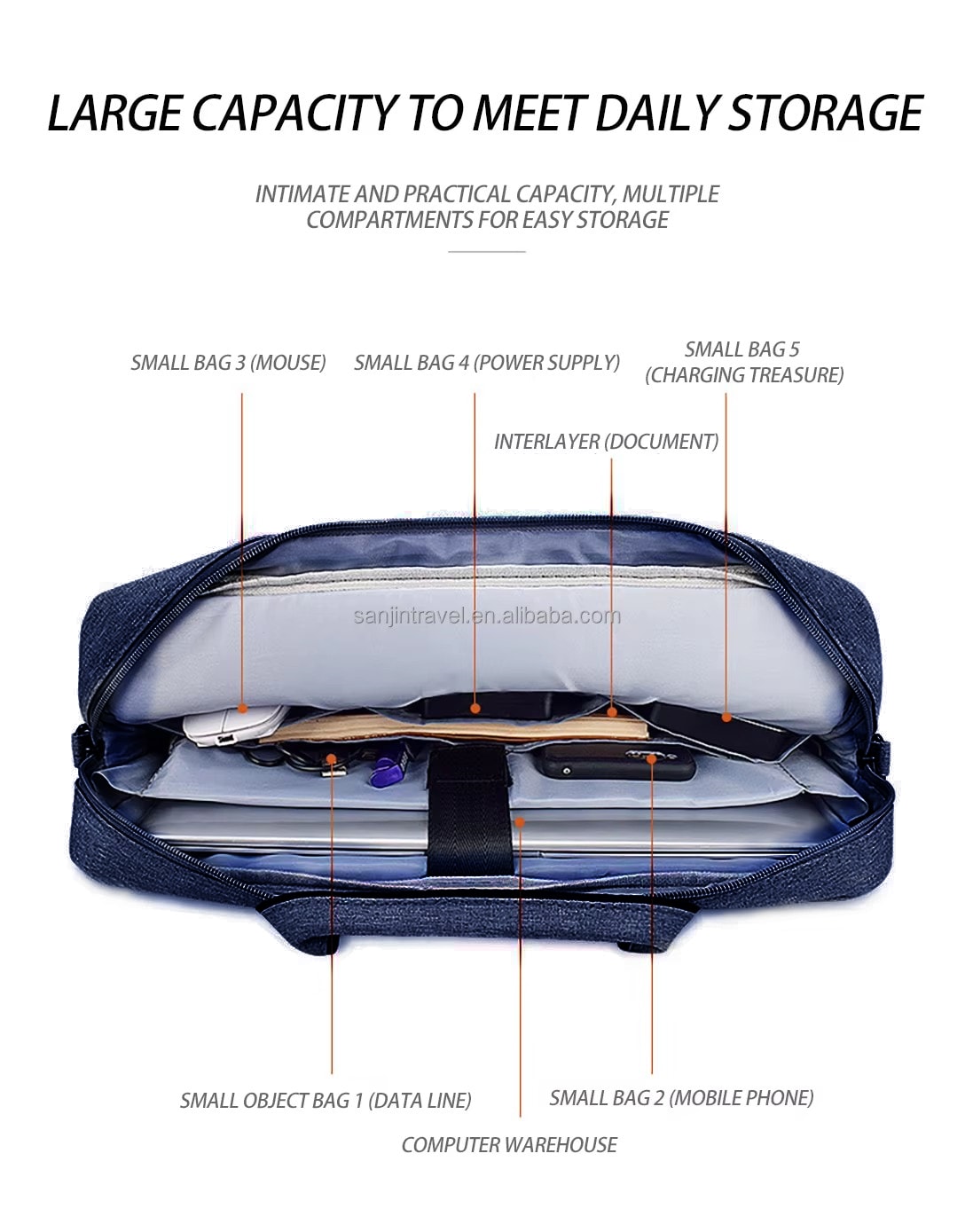 13,3" Laptopveske med skulderrem, Blå