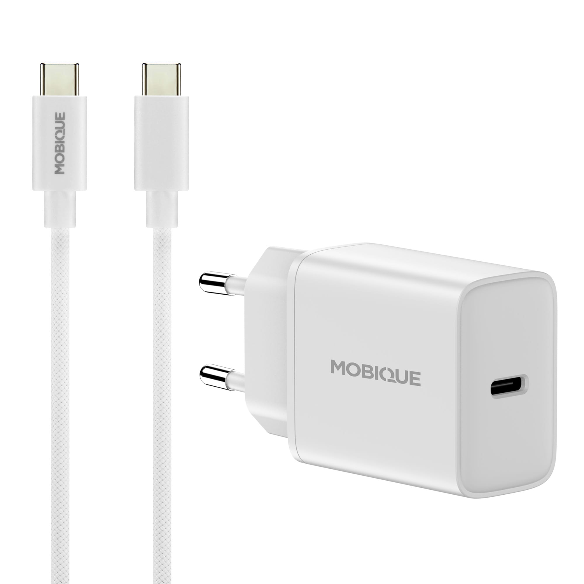 Lader iPhone 17 Pro - USB-C 2m kabel & vegglader, Hvit