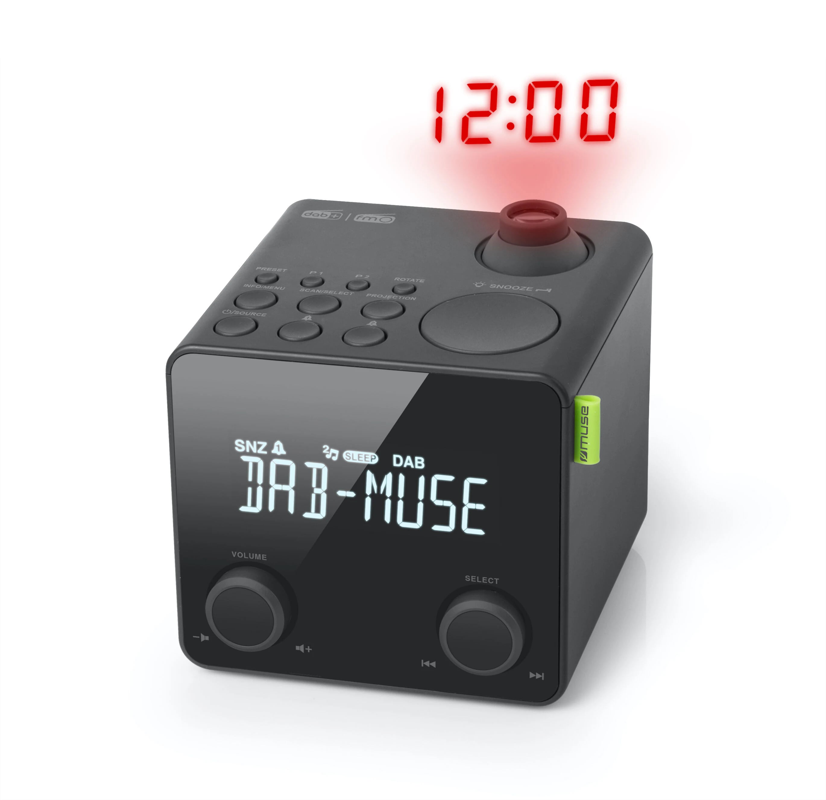 Klokkeradio med projeksjon DAB+, Svart