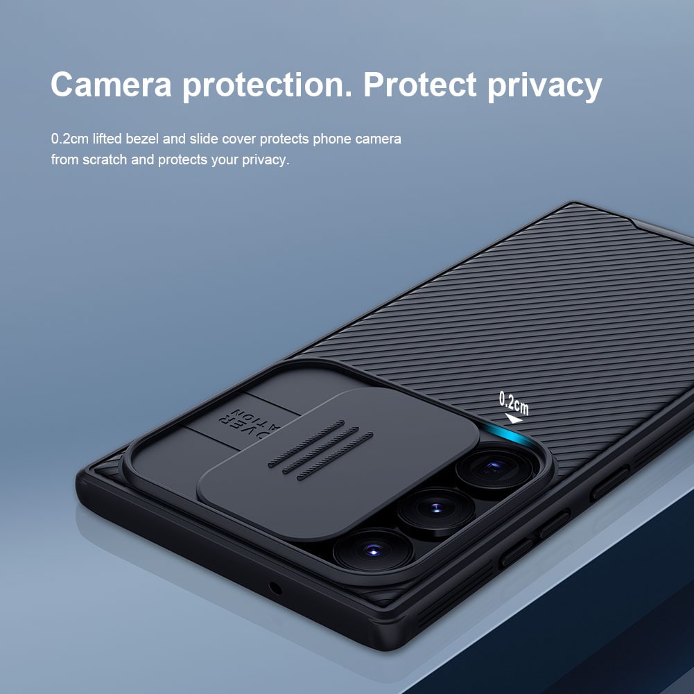 Samsung Galaxy S23 Ultra Deksel med kameralinsebeskyttelse - CamShield, Svart