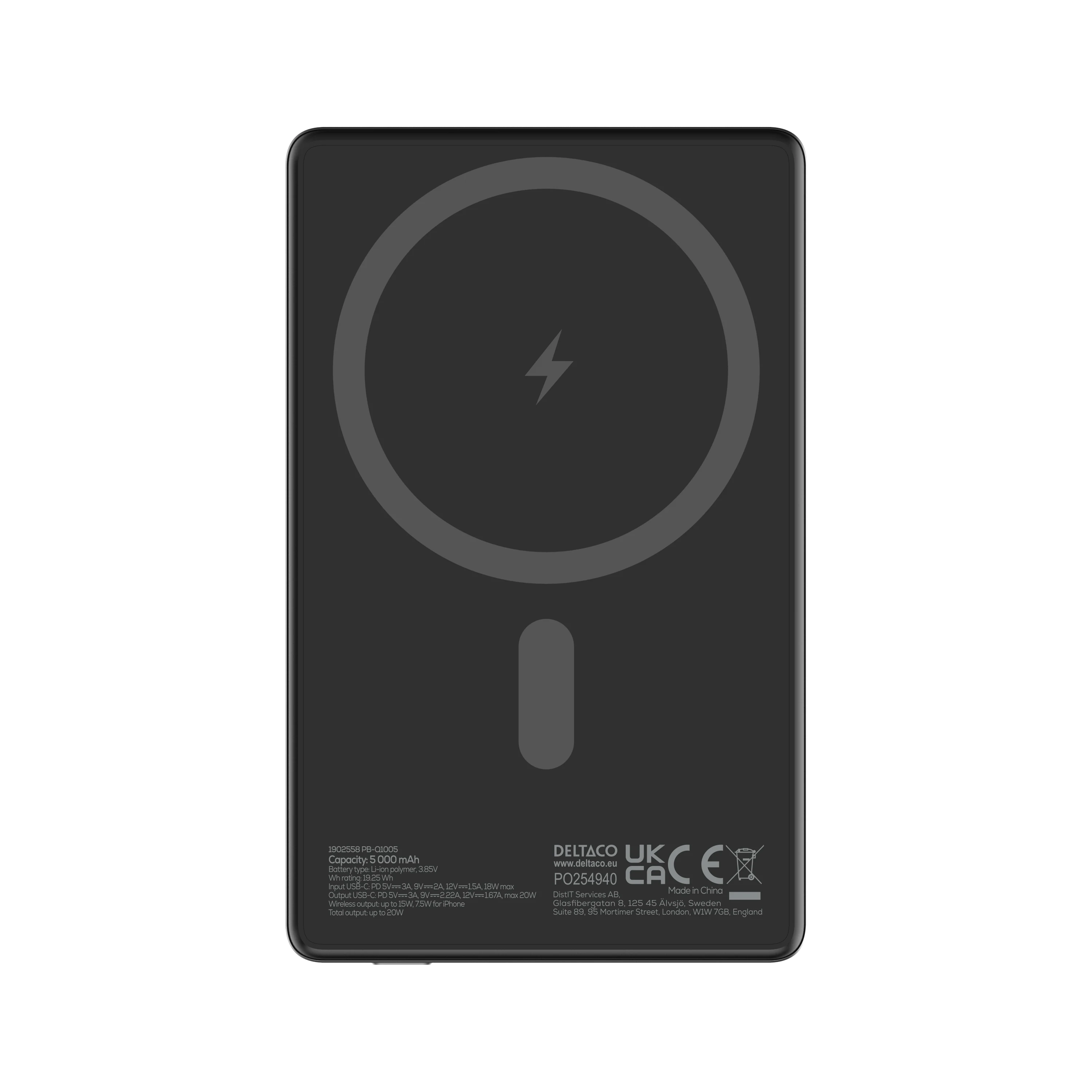 MagSafe Powerbank 5000 mAh trådløs lading, Svart