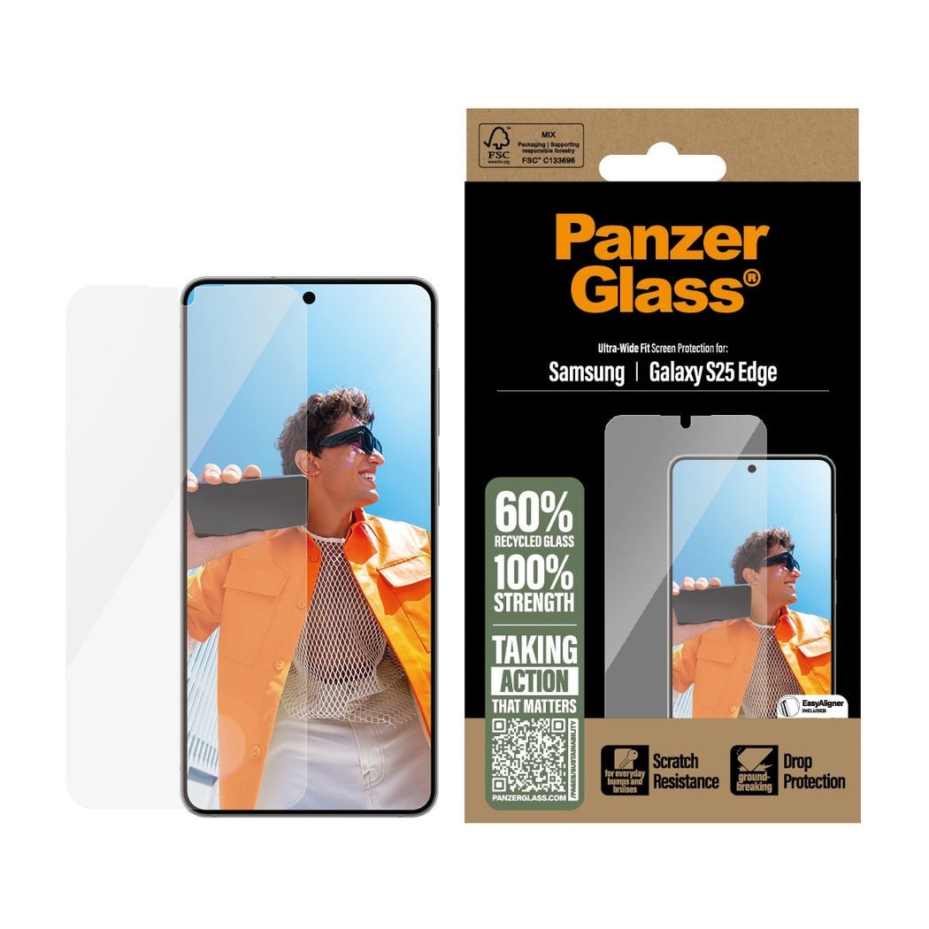 Samsung Galaxy S25 Edge Skjermbeskytter med installasjonsramme - Ultra Wide Fit