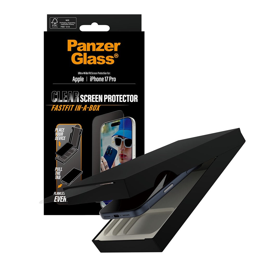 iPhone 17 Pro Skjermbeskytter med Fastfit in-a-box - Ultra Wide Fit