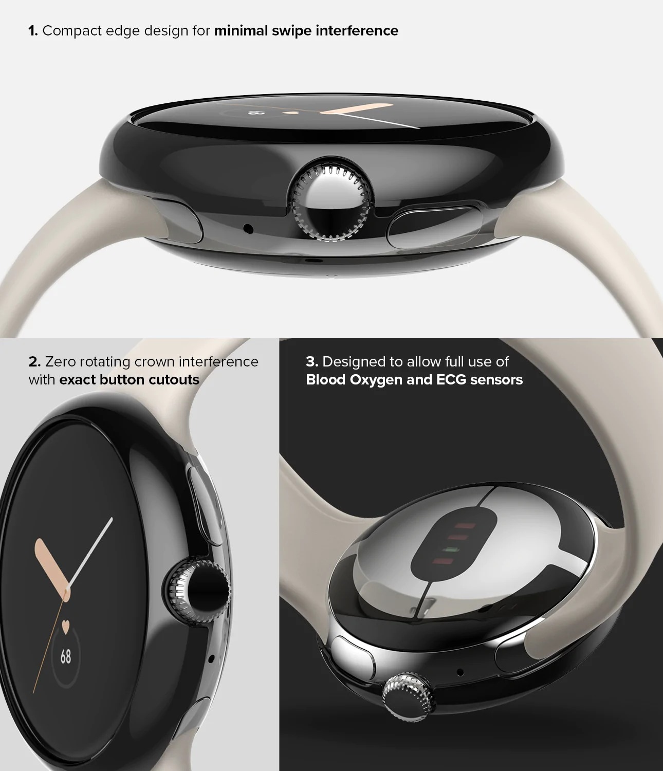 Google Pixel Watch 2 Beskyttelsesring - Bezel Styling Svart