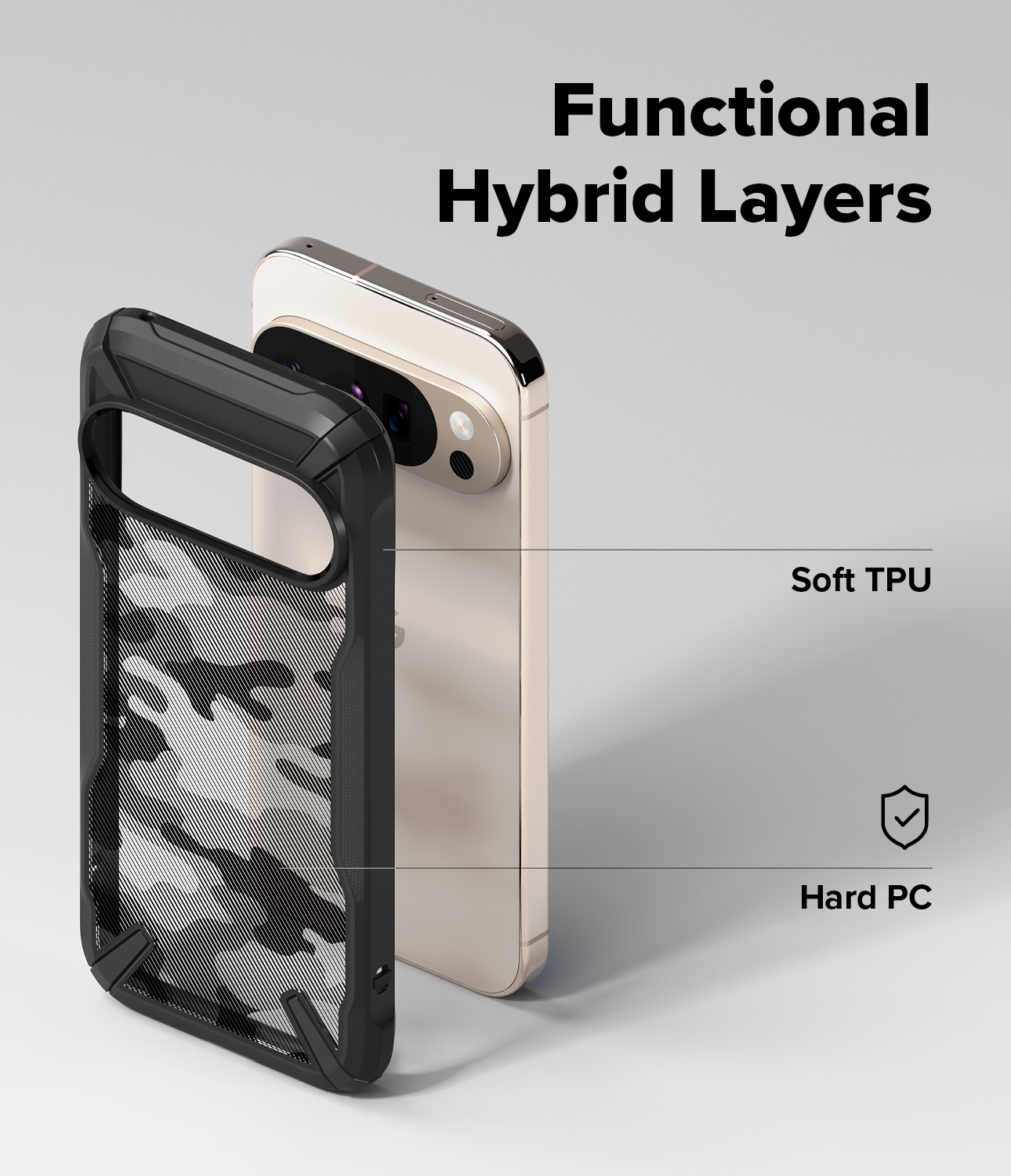 Google Pixel 10 Fusion X Deksel, Camo Black
