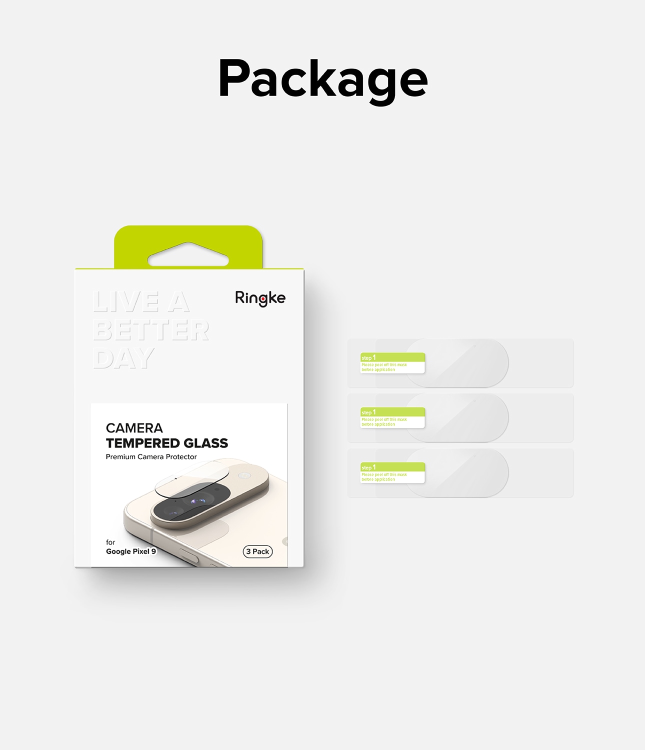 Google Pixel 9 Kameralinsebeskyttelse i glass (3-pack)