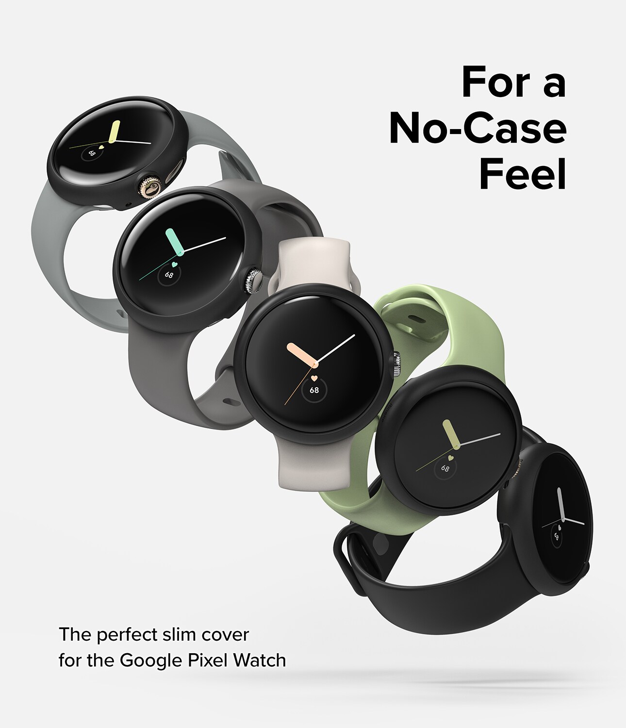 Google Pixel Watch Tynt deksel (2-pack), Matte Black & Clear