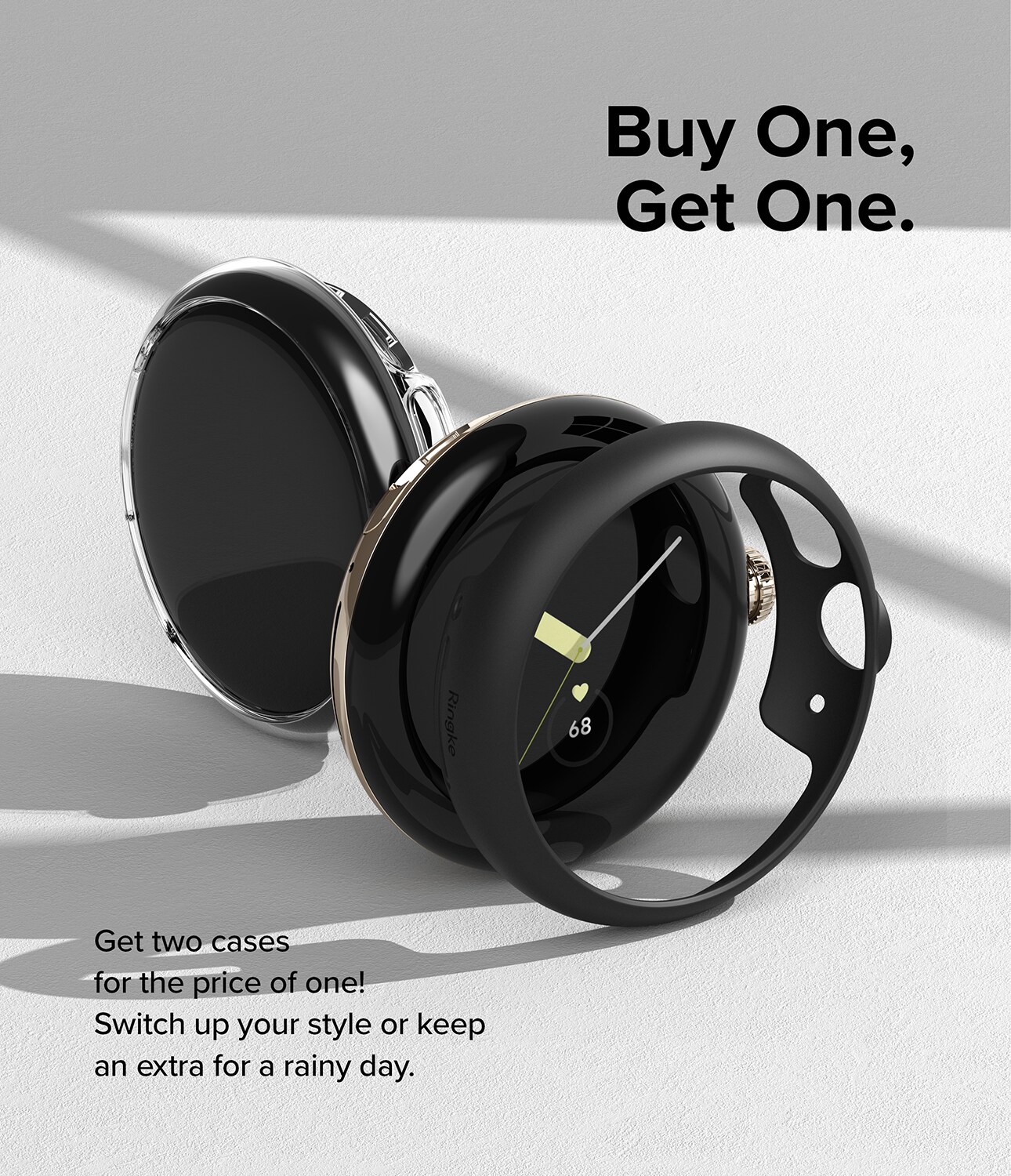 Google Pixel Watch Tynt deksel (2-pack), Matte Black & Clear