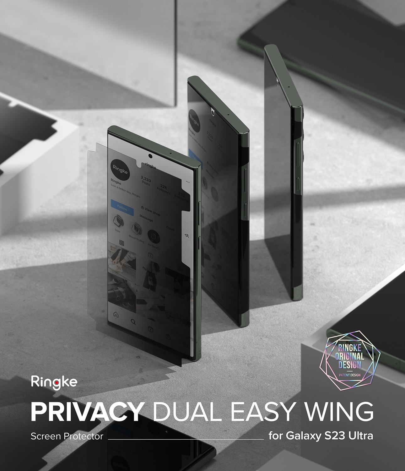 Samsung Galaxy S23 Ultra Anti-spy Skjermbeskytter beskyttelsesfilm - Dual Easy Wing