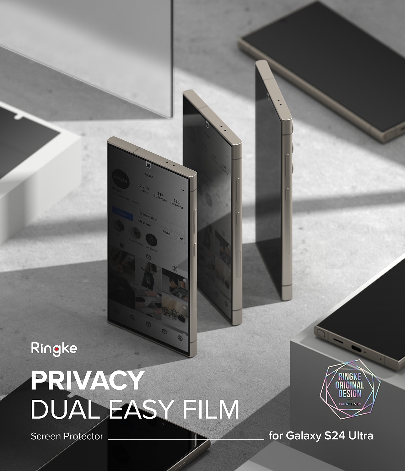 Samsung Galaxy S24 Ultra Anti-spy Skjermbeskytter beskyttelsesfilm - Dual Easy Wing
